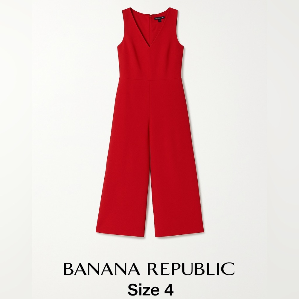 NWT Banana Republic Factory Red Crop Jumpsuit